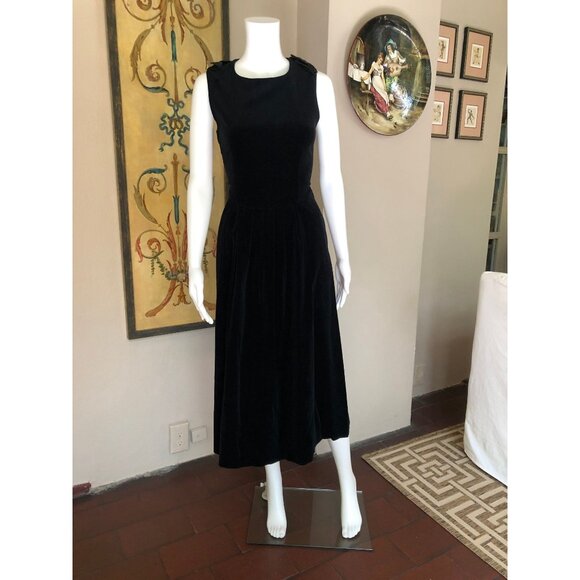 Black Velvet Dress, 80s Formal Dress, Goth Dress, 80s Prom Dress - Picture 2 of 9